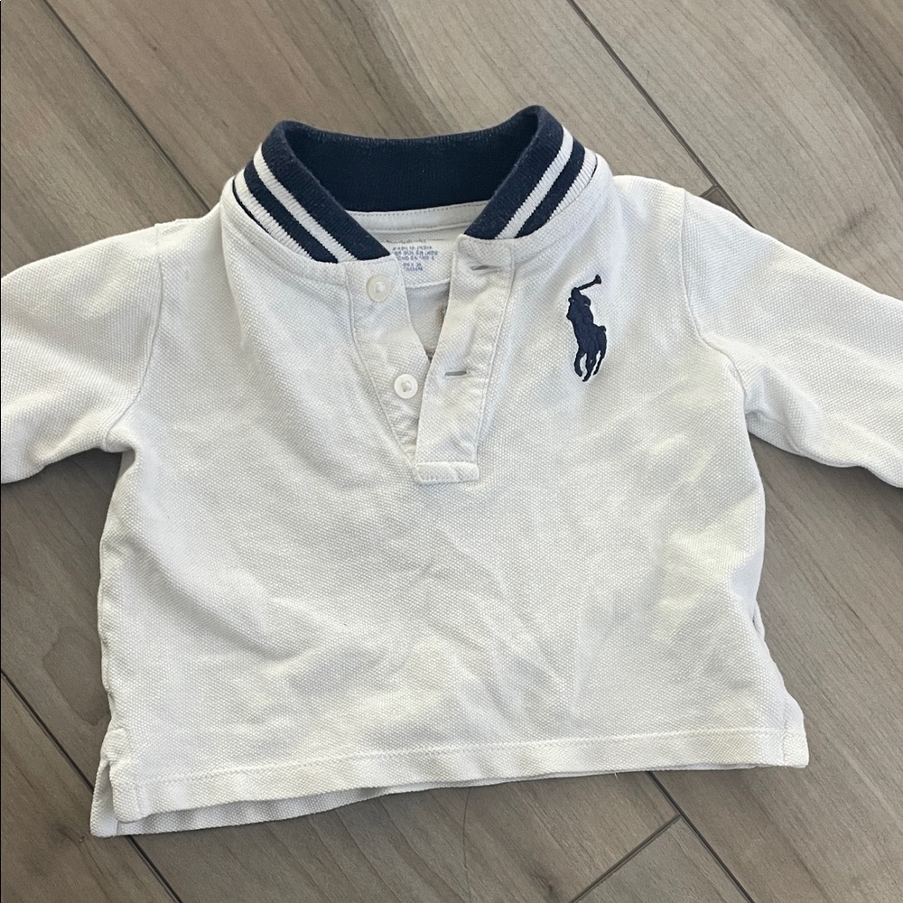 Polo by Ralph Lauren Kids White Polo Shirt with Navy Accents